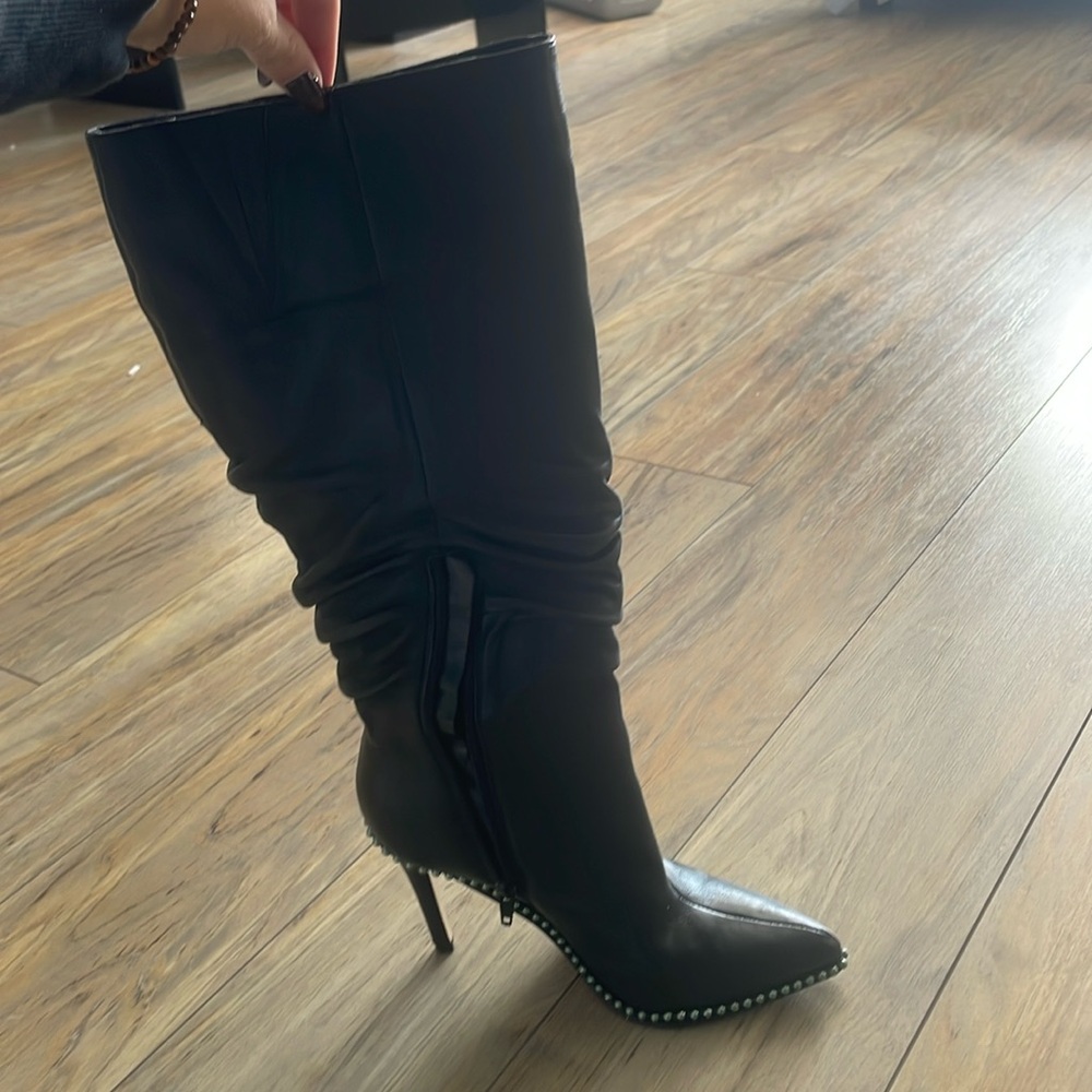 Black leather boots